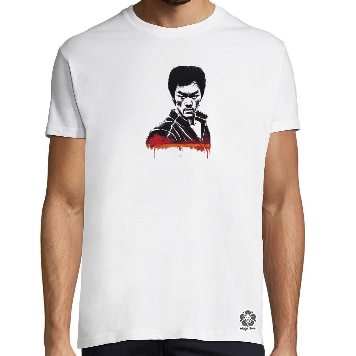 Karaktertanulmány fekete-fehér Bruce Lee egyedi póló 