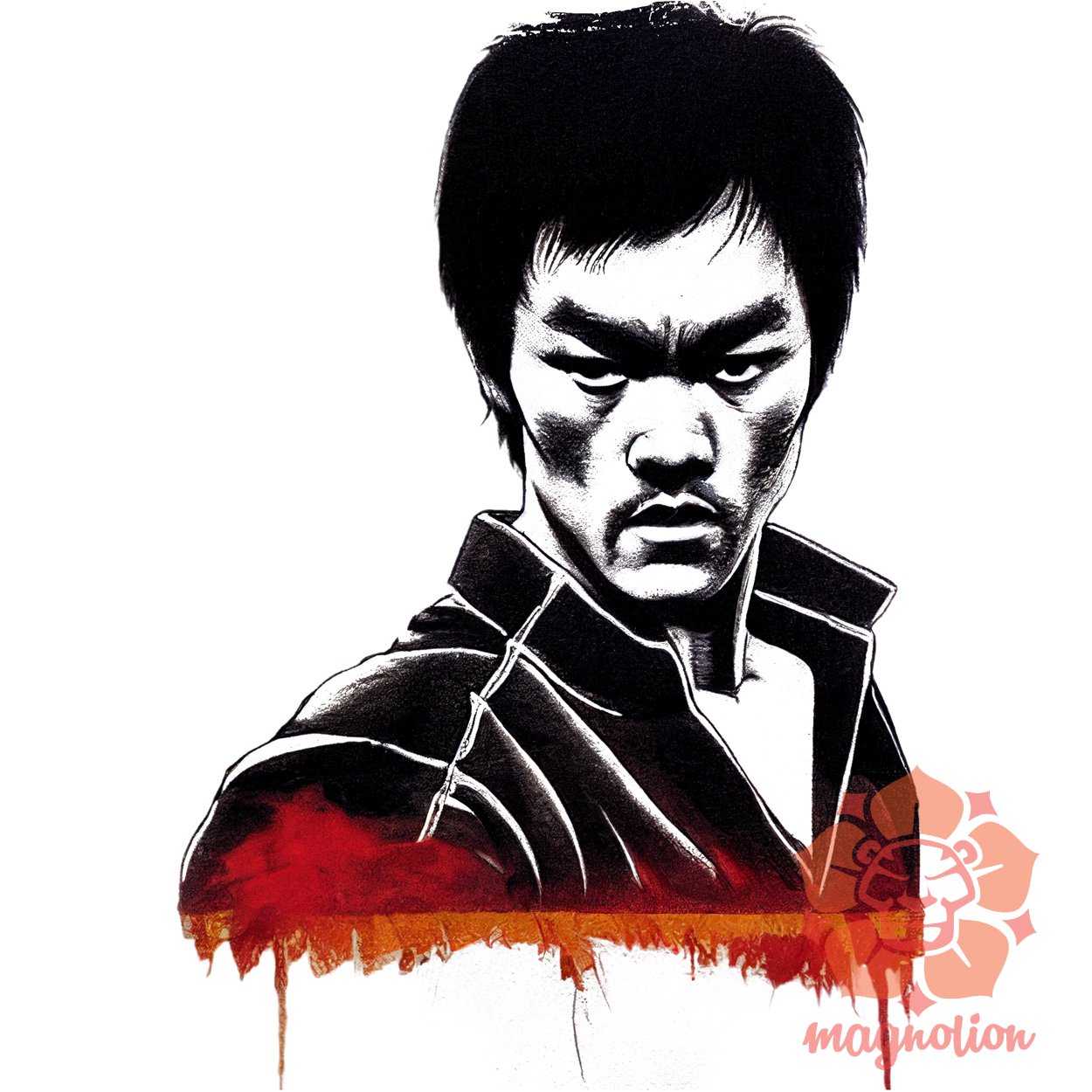 Karaktertanulmány fekete-fehér Bruce Lee egyedi póló 