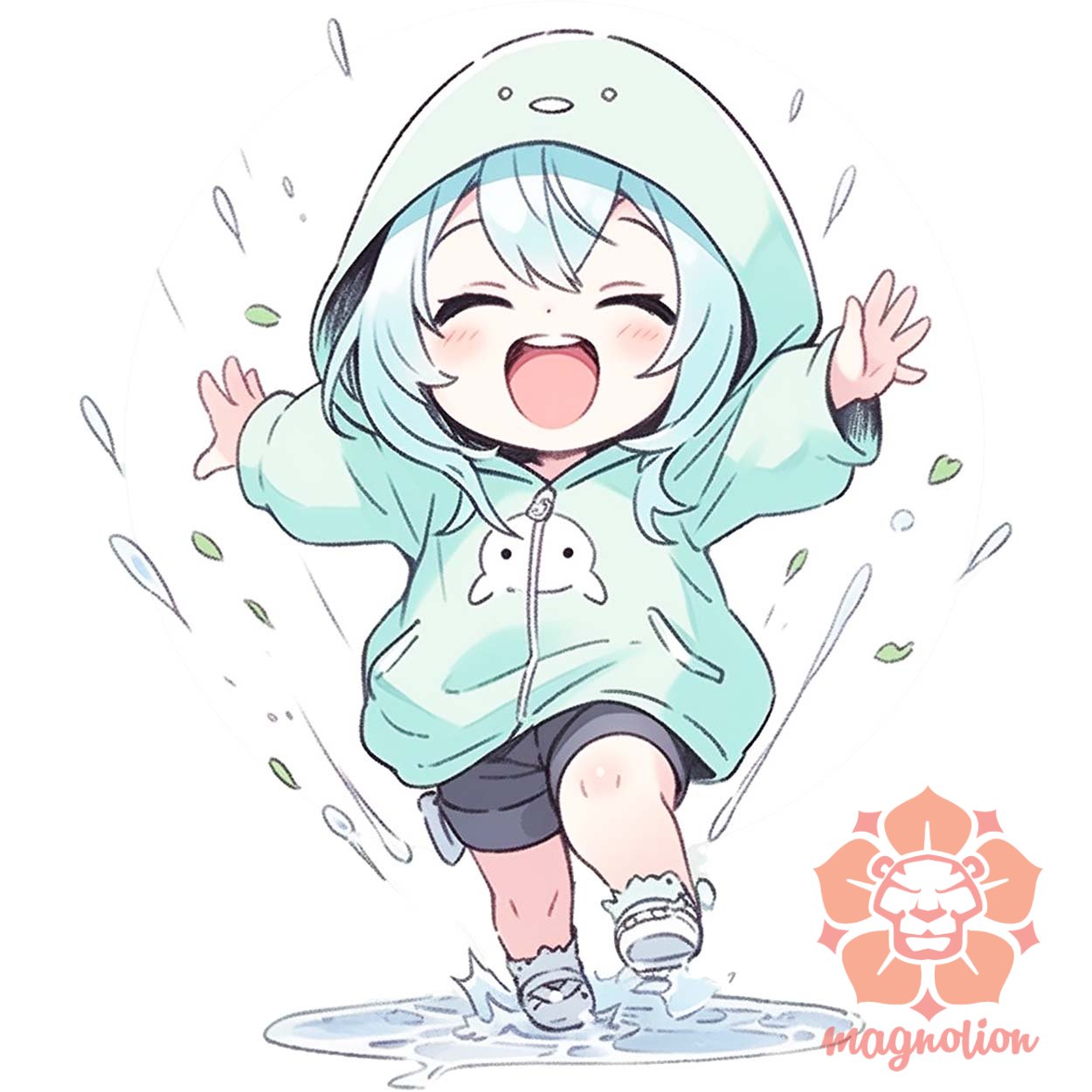 Chibi lány esőben táncol v2 egyedi  pulóver 