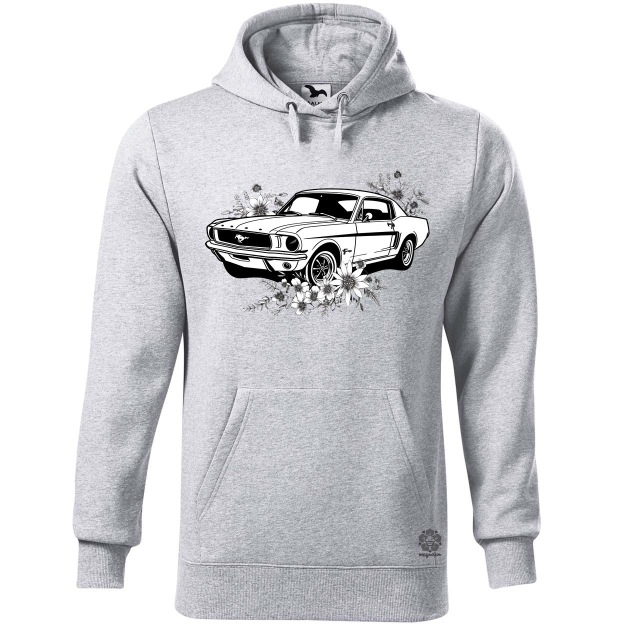 Mustang és virágok rajz v2 egyedi  pulóver 