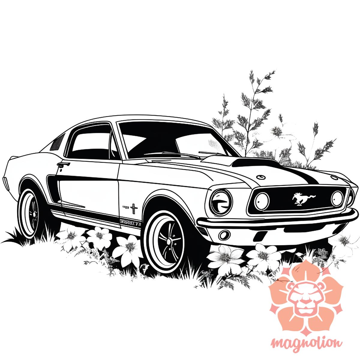 Mustang és virágok rajz v3 egyedi  pulóver 