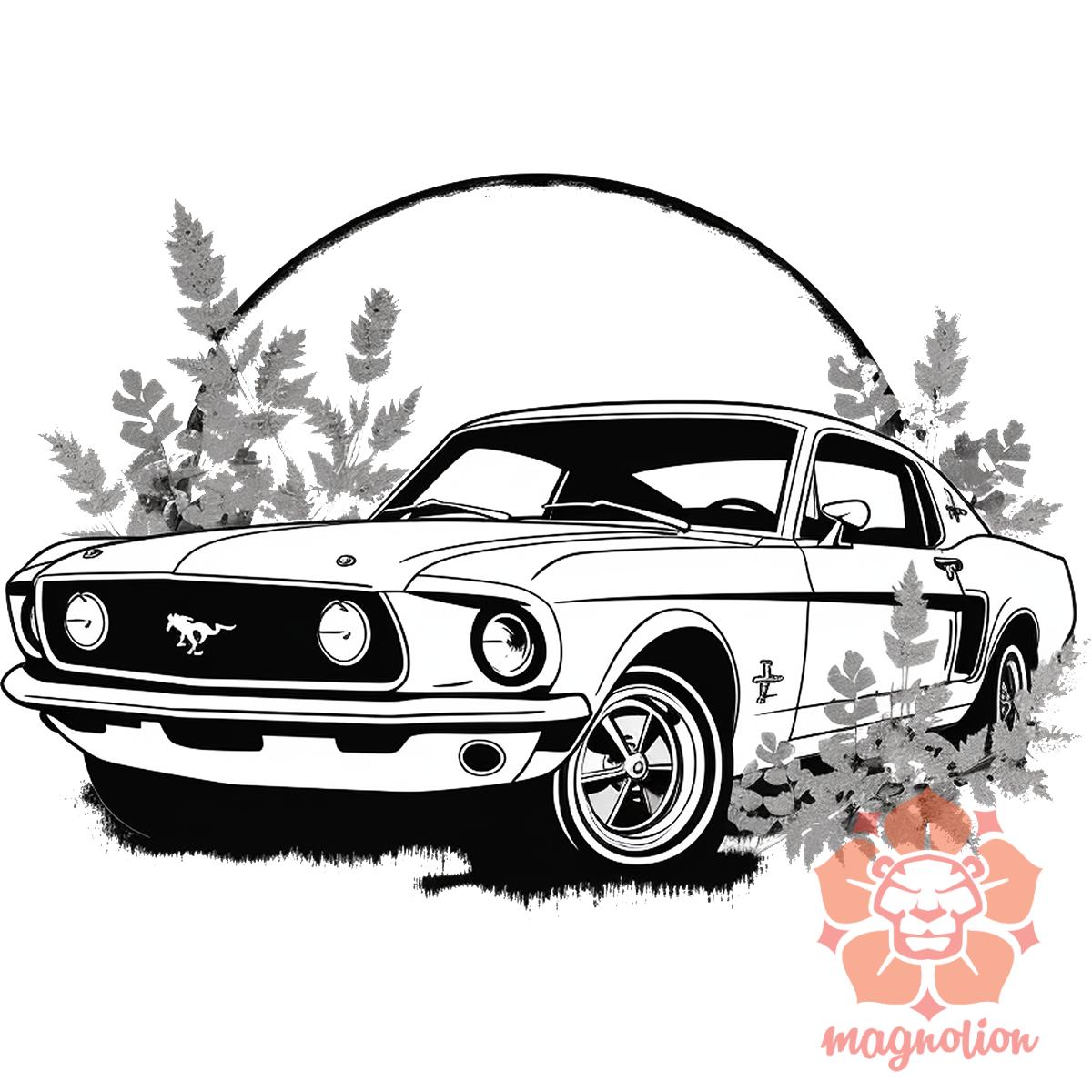 Mustang és virágok rajz v5 egyedi  pulóver 