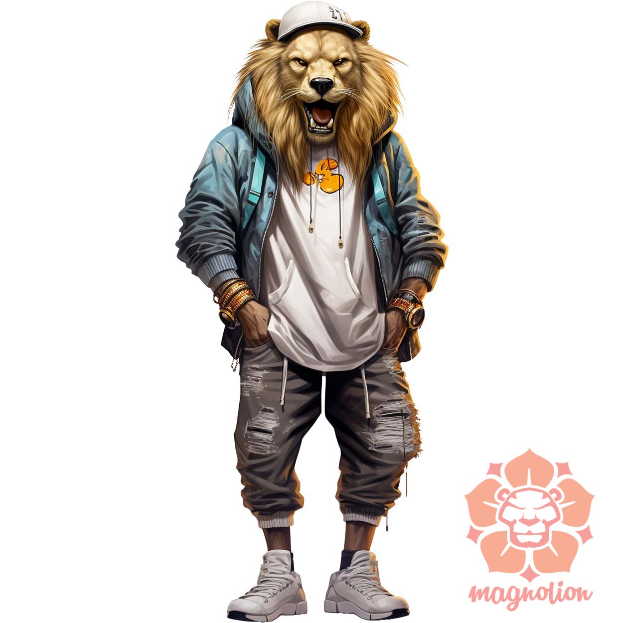 Hiphop oroszlán v1 egyedi  pulóver 