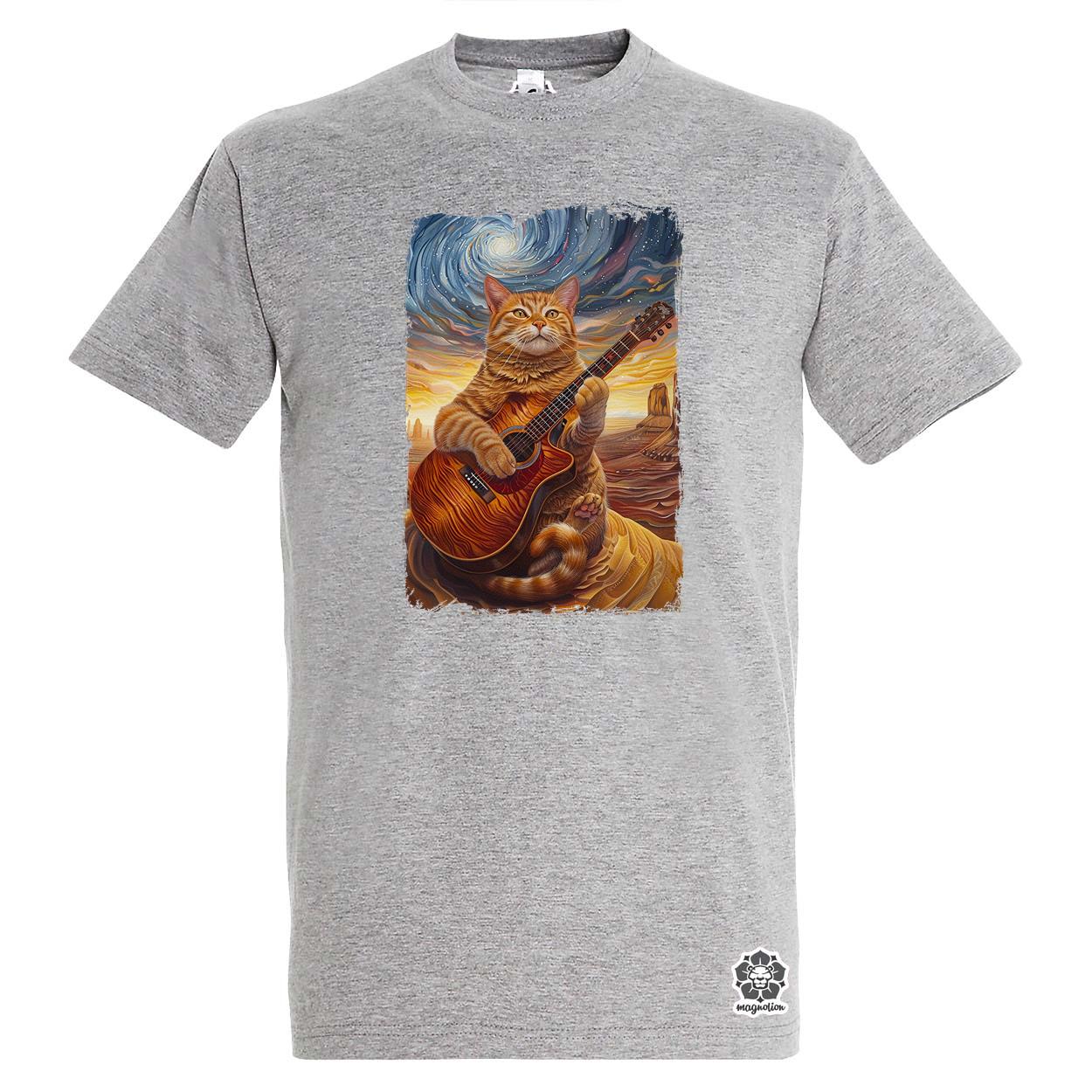 Cica gitározik v8 egyedi póló 