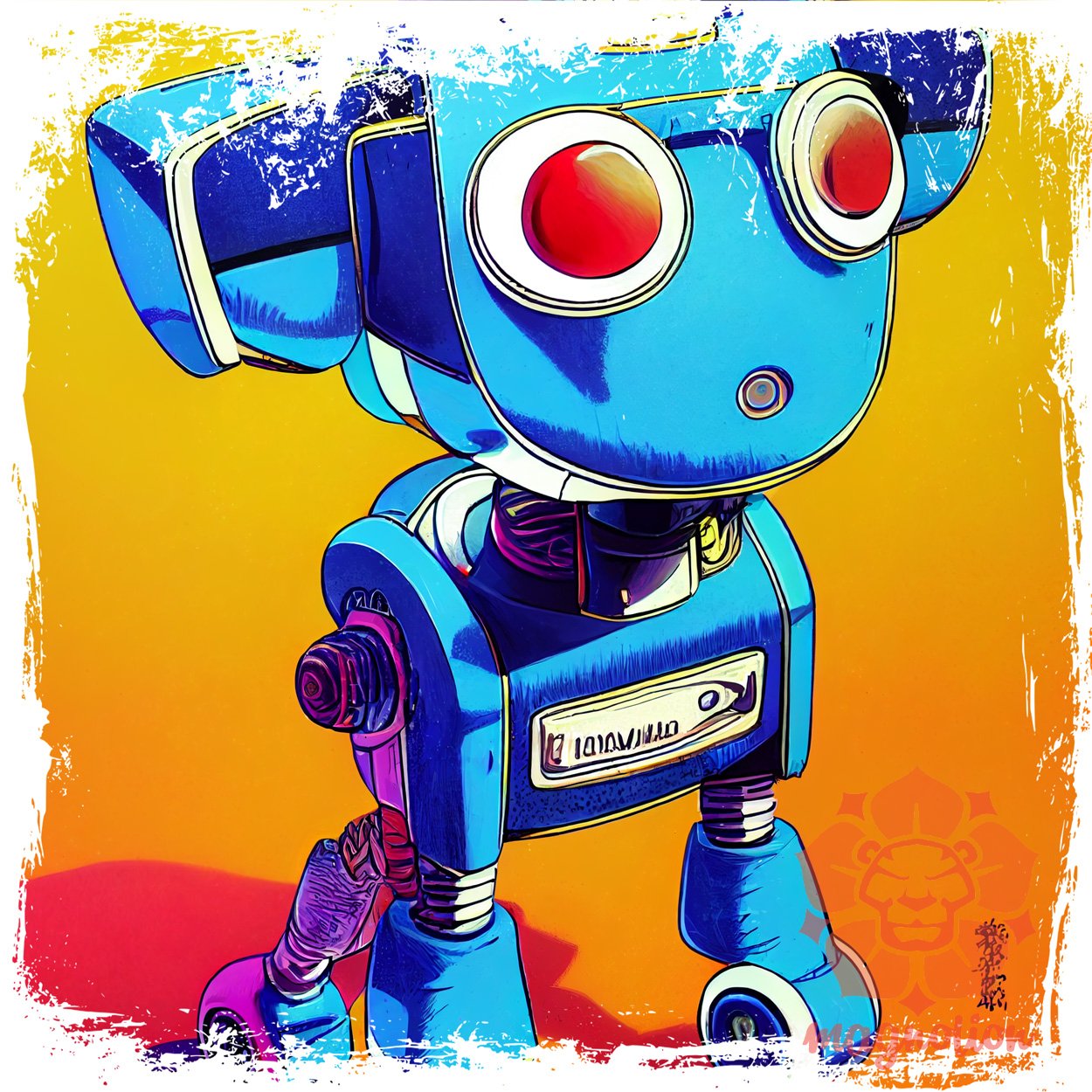 Színes robot kutya egyedi póló 