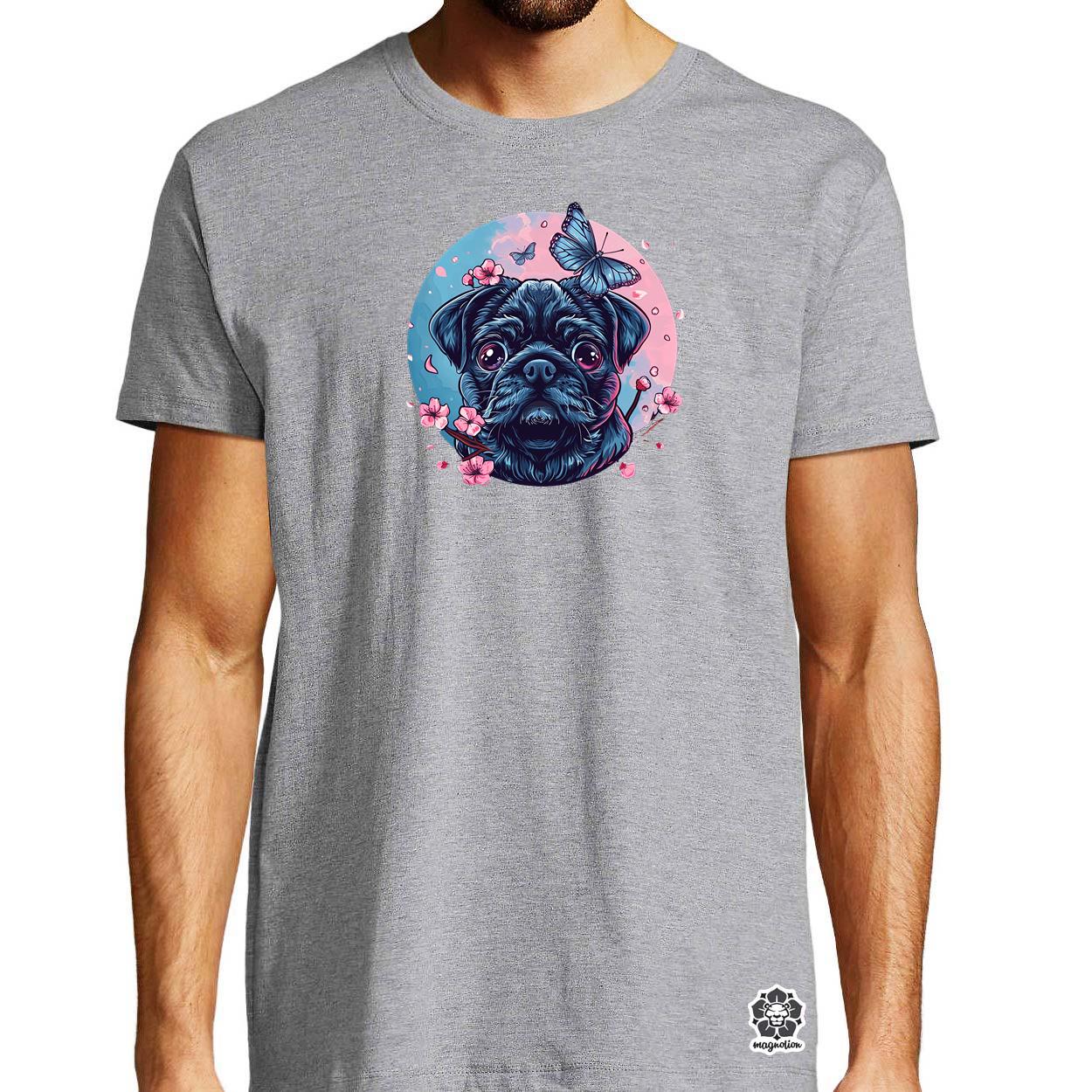 Mopsz és pillangó v1 egyedi póló 