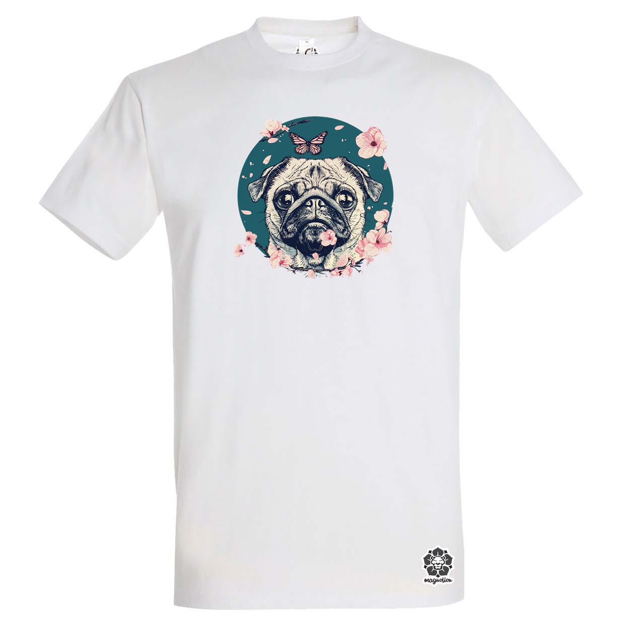 Mopsz és pillangó v2 egyedi póló 