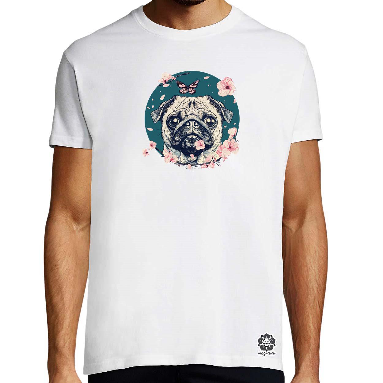 Mopsz és pillangó v2 egyedi póló 