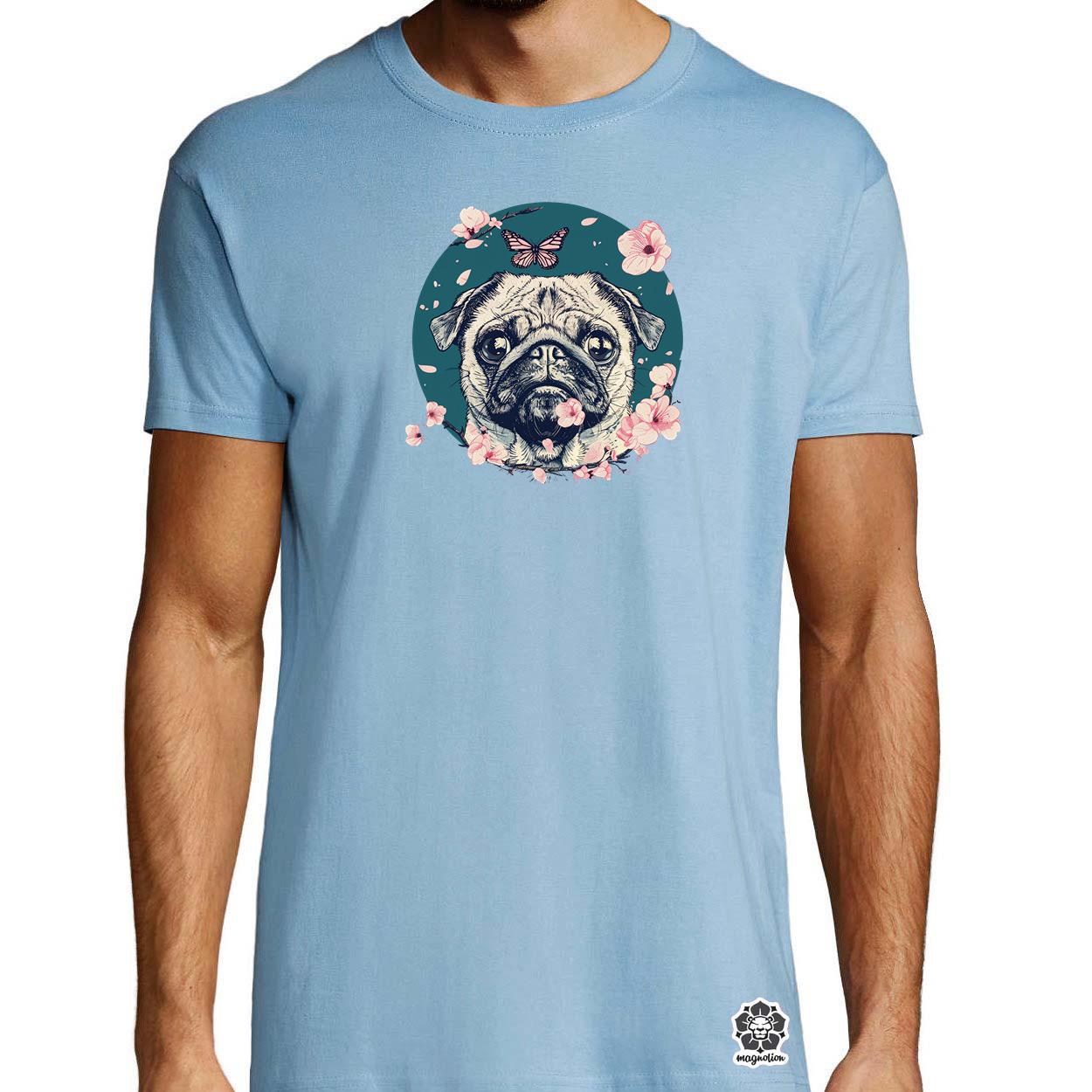 Mopsz és pillangó v2 egyedi póló 