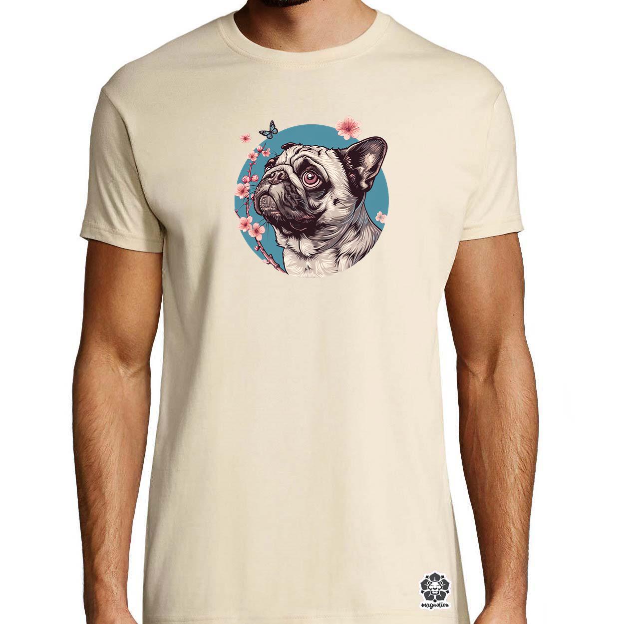 Mopsz és pillangó v4 egyedi póló 