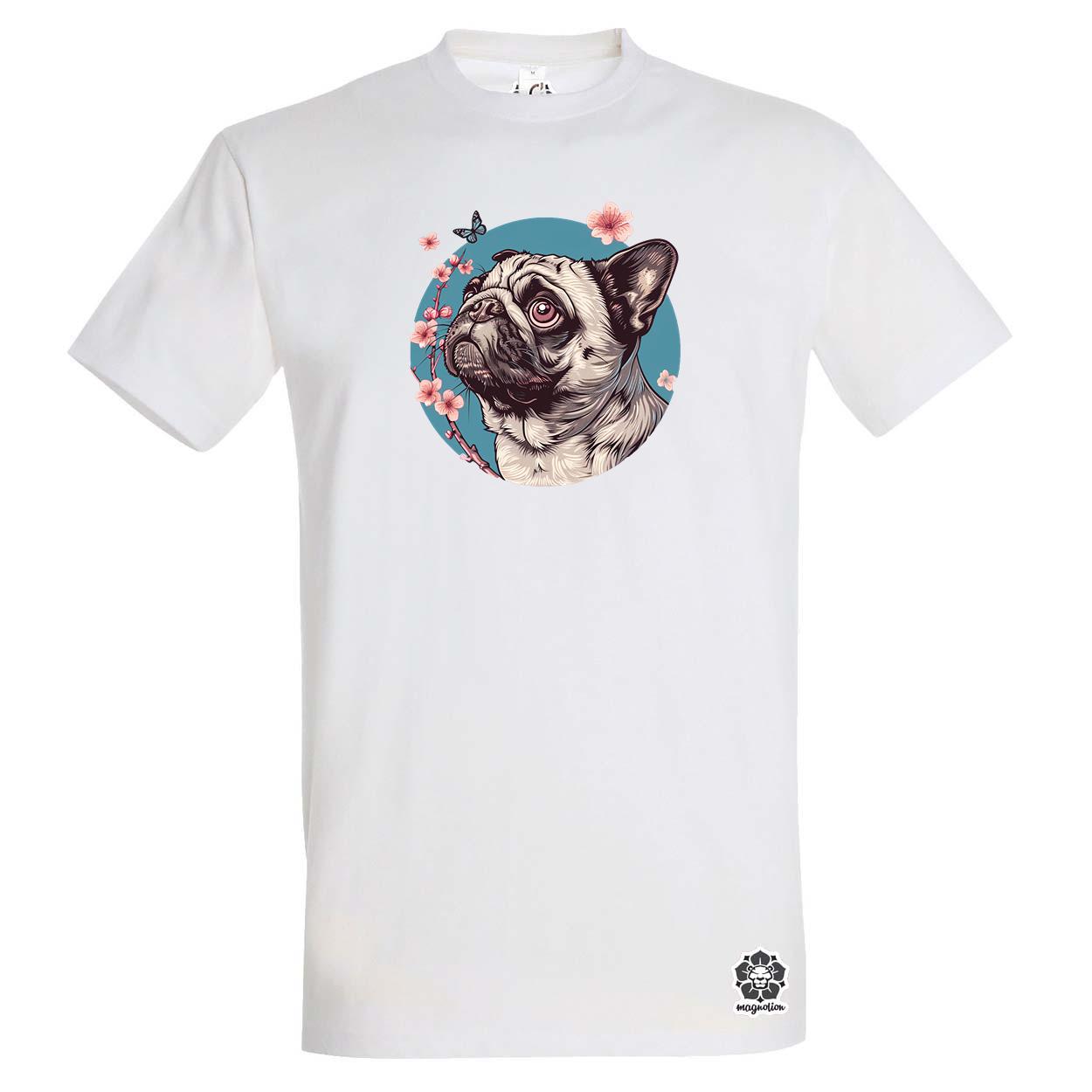 Mopsz és pillangó v4 egyedi póló 