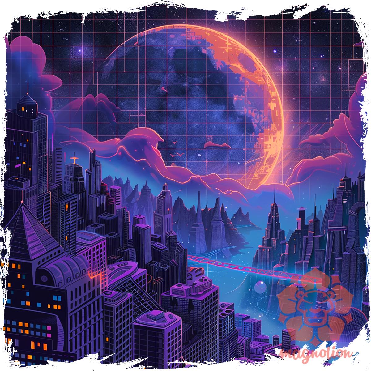 Synthwave hold v2 egyedi póló 