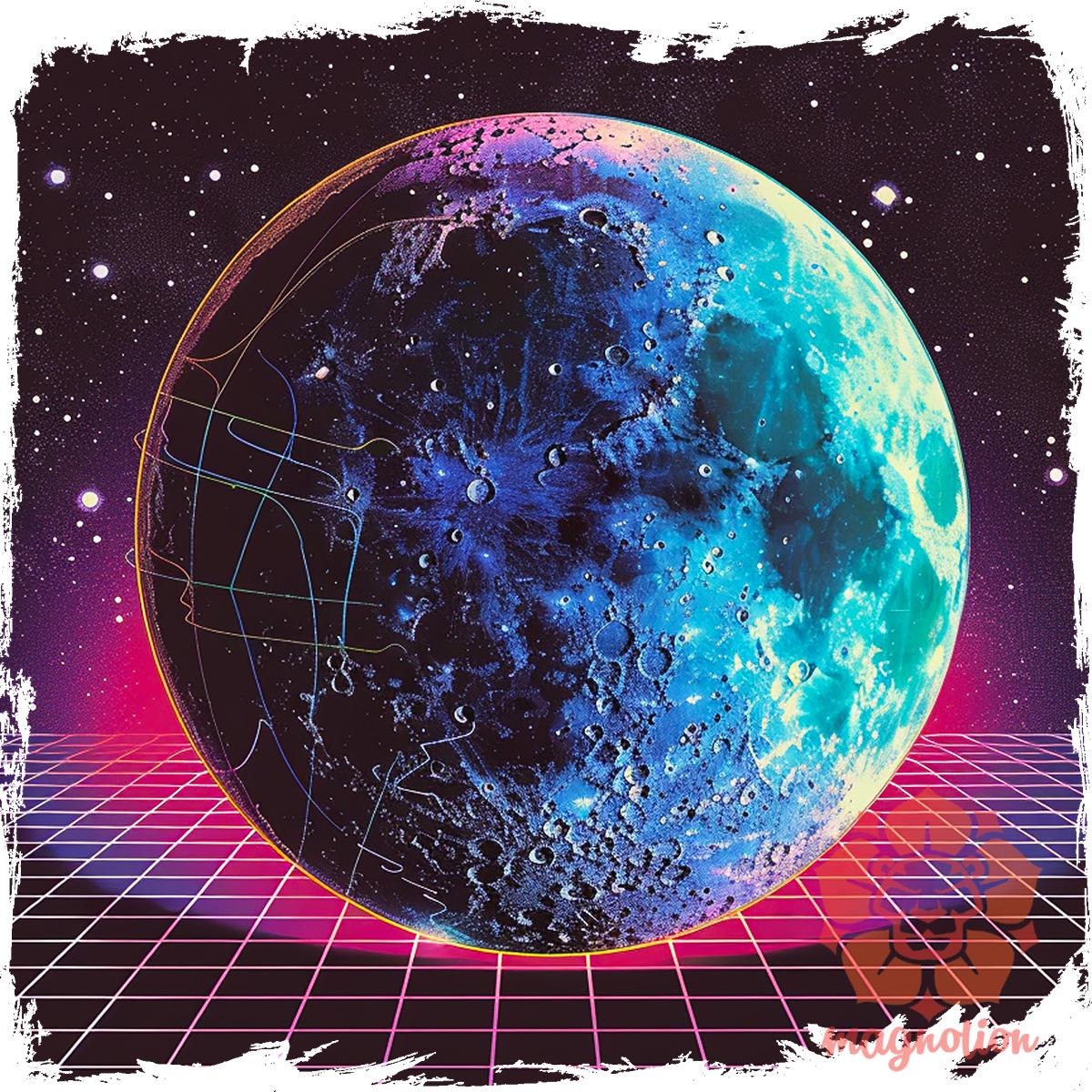 Synthwave hold v3 egyedi póló 