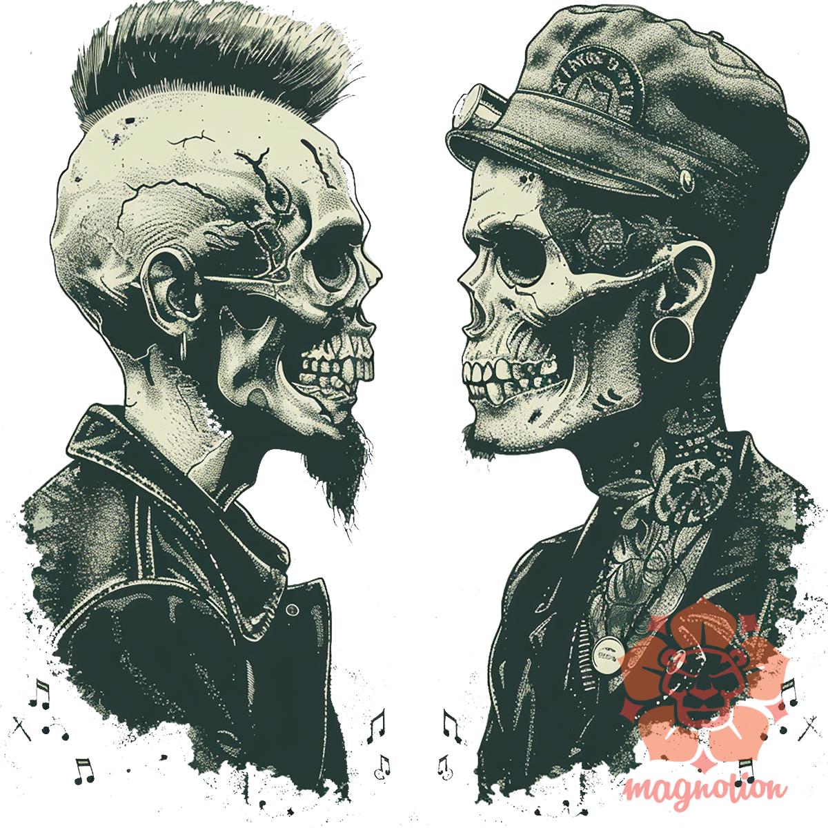 Punk koponyák v1 egyedi  pulóver 
