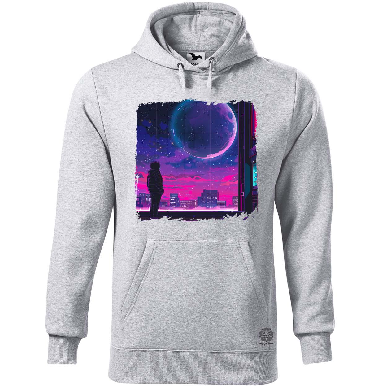 Synthwave hold v1 egyedi  pulóver 