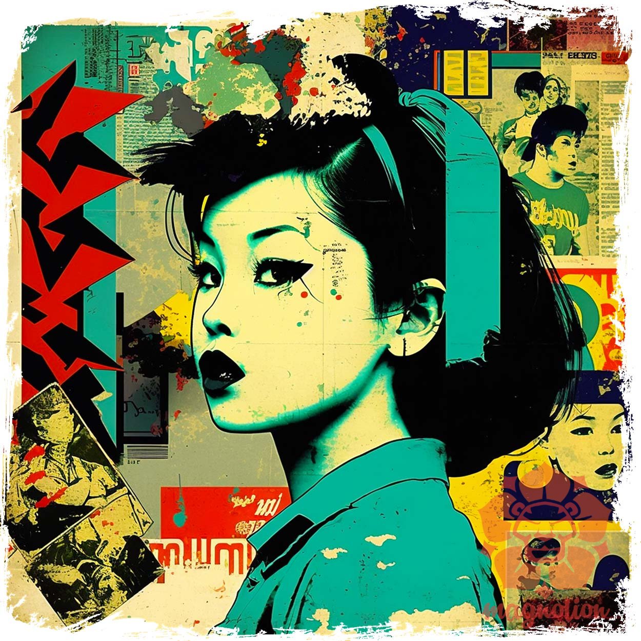 Pop art kollázs v1 egyedi  pulóver 