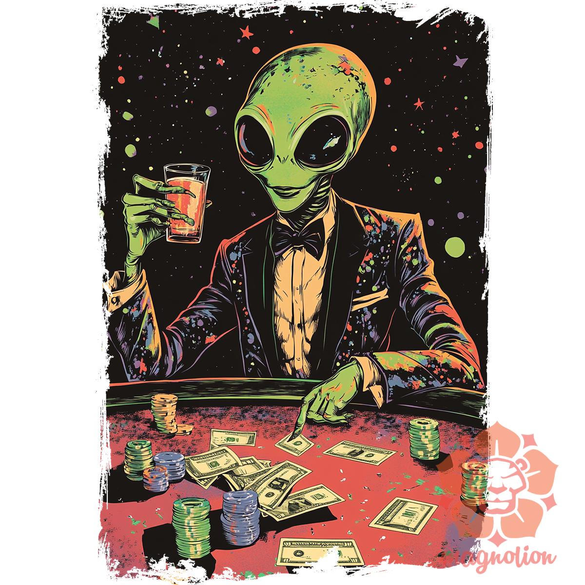 Alien póker v2 egyedi póló 