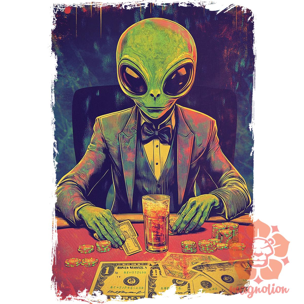 Alien póker v4 egyedi póló 