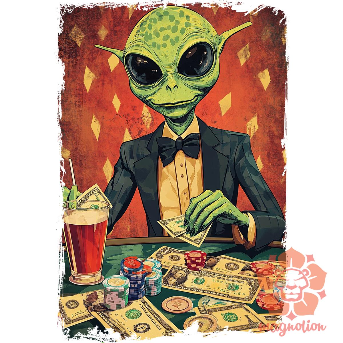 Alien póker v6 egyedi  pulóver 